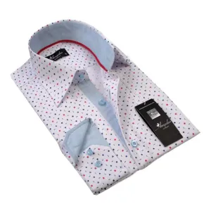 White Colorful Mens Slim Fit Designer Dress Shirt - tailored Cotton Shirts for Work and Casual Wear