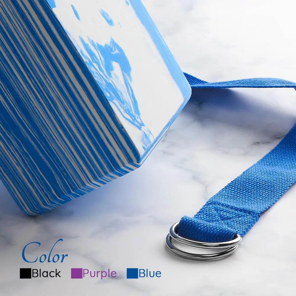 Yoga Blocks 2 Pack Plus Yoga Strap with Metal D-Ring