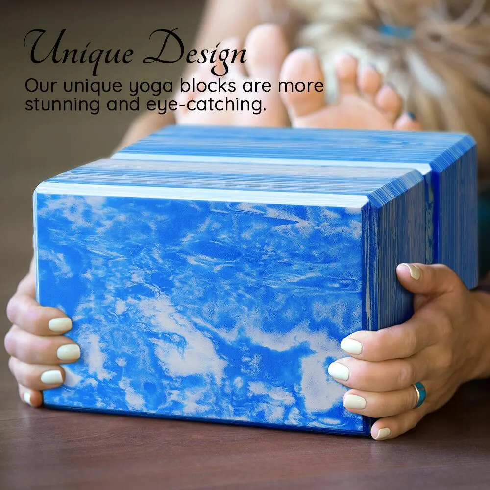 Yoga Blocks 2 Pack Plus Yoga Strap with Metal D-Ring