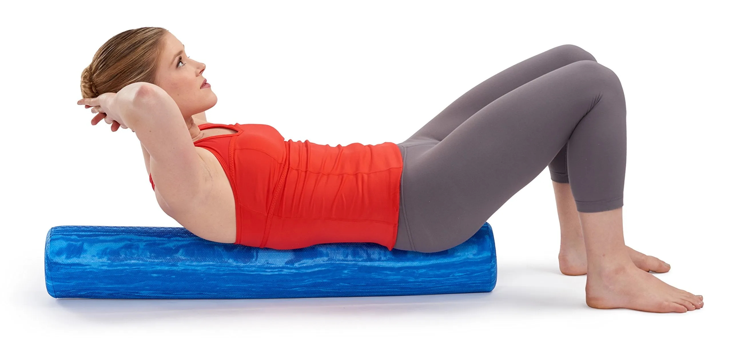 Yoga Foam Roll Exercises, and Muscle Recovery - Blue 36" x 6"